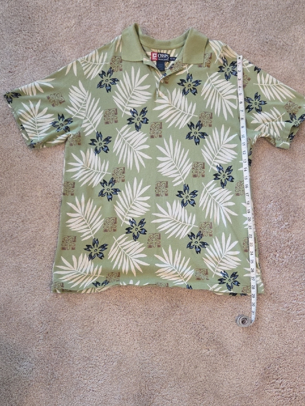 Chaps by Ralph Lauren Olive Green Hawaiian Print Polo
